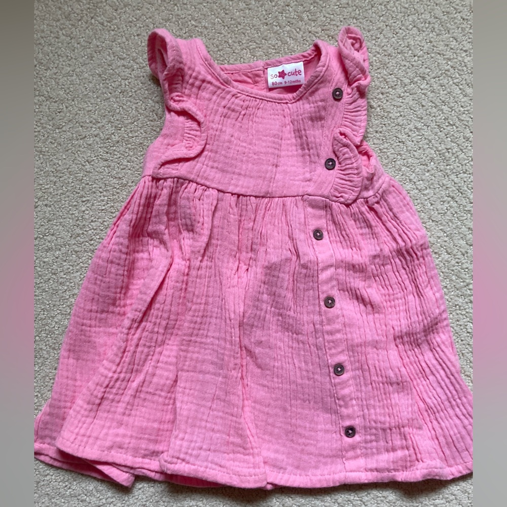 So Cute baby girl pink summer linen dress 9-12 mo (80 euro)